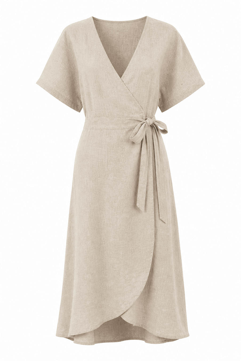 Old Salem Linen Wrap Dress studio product photo
